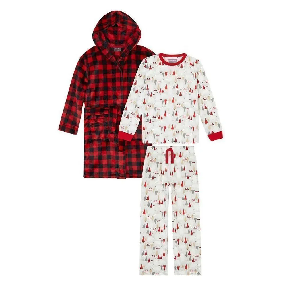 NEW! Eddie Bauer Youth 3 piece PJ Set, LS Top, Pant and Robe, Polar Bear Unisex - Picture 2 of 16